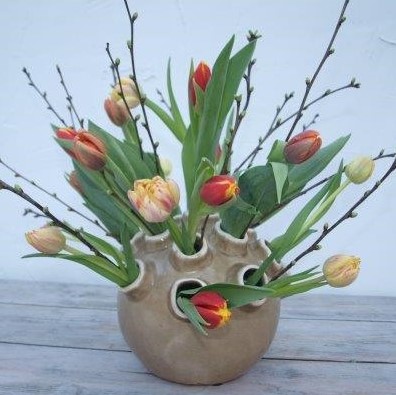 Tulpenvaas met tulpen mix